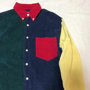 名作 90s JCREW クレイジー コーデュロイ ボタンダウンシャツ ヴィンテージ 古着 旧タグ ジェイクルー クレイジーパターン 長袖シャツ