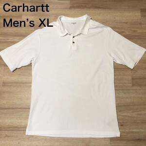 【送料無料】Carhartt 半袖ポロシャツ 白 メンズXLサイズ　カーハート大きいビッグサイズ