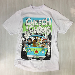 LA発 【L】 Cheech & Chong チーチアンドチョン 半袖 ヘビーウェイト Tシャツ 白 DRIVE 420 HighTimes アメリカンコメディ ヒッピー 