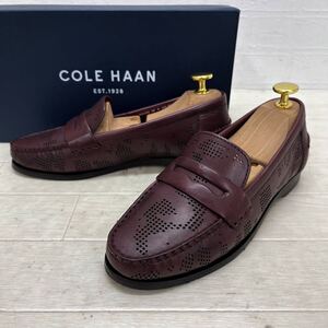 和559★ 箱付 COLE HAAN コールハーン レザー コインローファー シューズ パンチング 5 B ブラウン レディース