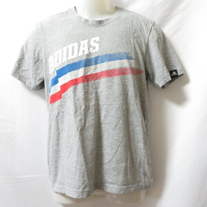 古着 メンズS adidas/アディダス Tシャツ 半袖 スポーツMIX カジュアル トリコロール グレー G89759