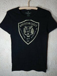 ｎ7838　AMERICAN　EAGLE　アメリカン　イーグル　ハイチ製　半袖　tシャツ　フロッキー　オールド加工　プリント　人気　送料格安