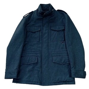 即決★良品 14.3万 Aquascutum アクアスキュータム 高級ウール 中綿入り M-65 フィールドジャケット 38 紺/ネイビー コート【送料無料】