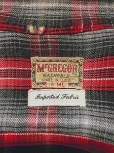 ビンテージ 50年代 50s McGREGOR マクレガー ライトネルシャツ レアディテール vintage shirt 身幅約58cm ロカビリー