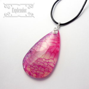 [Beautiful agate] 龍神の魔除けドラゴンアゲート・本皮紐ペンダント P