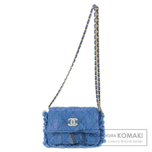 CHANEL シャネル ミニチェーンショルダー マトラッセ ゴールド金具 ショルダーバッグ デニム レディース 中古