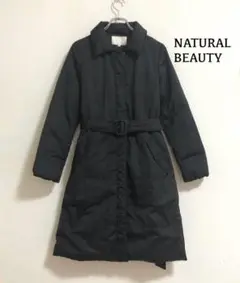 NATURAL BEAUTY ダウンコート　フェザー　黒　ベルト付き　秋冬