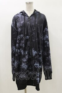 NieR Clothing / 総柄ZIPパーカー 黒 H-24-03-27-064-PU-TO-KB-ZT108