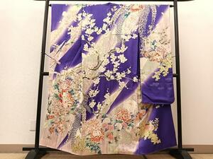 平和屋着物■豪華振袖　刺繍　籬枝花文　暈し染め　金彩　正絹　逸品　BAAM1379ui