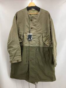 ★ タグ付き Nigel Cabourn ナイジェルケーボン 8046-00-00001-1-3 ナイロンコート ノーカラーコート 日本製 サイズ48 M カーキ 通年