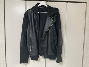 ZARA ザラ ジャケット 上着 ジャンパー ジャンバー ブルゾン アウター コート フード ライダース ブラック 黒 XXL レザー ? メンズ