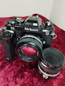 【委託品】 Nikon FA 黒 Ai NIKKOR 50mm 1.4 Micro-NIKKOR 55mm 3.5 レンズ2本 シャッター切れました 速度変化有り 連写OK ニコン フィルム