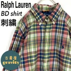 Ralph Laurenラルフローレン☆BDシャツ　ワンポイント刺繍　チェック柄