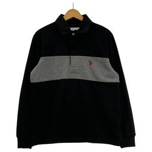 U.S POLO ASSN. ユーエスポロアッスン 裏起毛 スウェット ポロシャツ sizeM/ブラック×グレー