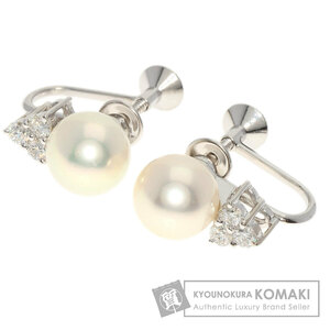 MIKIMOTO ミキモト パール 真珠 ダイヤモンド イヤリング K18ホワイトゴールド レディース 中古