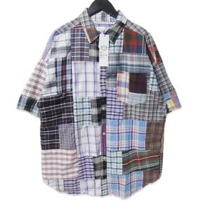 未使用 Mr.Remakeman ミスターリメイクマン 半袖チェックシャツ MR-2402662 PW Check shirts パッチワーク MT 3 タグ付き 27107751