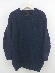 ◇ Another Edition UNITED ARROWS ケーブル編み 長袖 ニット セーター ネイビー レディース P