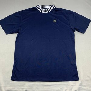 【送料無料】【新品】Lynx メンズ半袖Tシャツ（メッシュ素材 ハイネック 吸汗速乾 UVカット）　　 LL　2L 　　ネイビー★42203