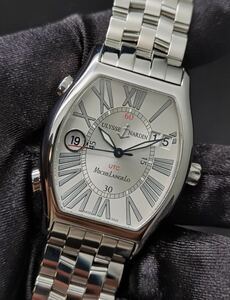 中古美品 保証書あり ユリスナルダン ULYSSE NARDIN ミケランジェロ 223-68 UTC ビッグデイト シルバー文字盤 SS ステンレス メンズ 自動巻