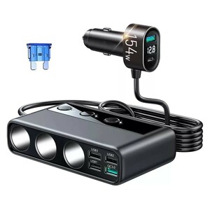 3連シガーソケット＋USB4ポート＋QC（急速充電）2ポート（pd＋USB）９インワン/車載充電器