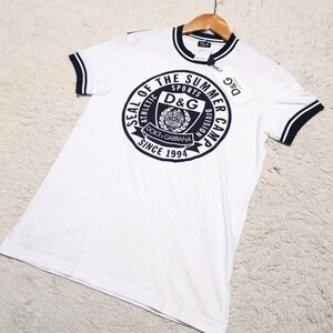 【1円〜】新品タグ付き ドルチェ&ガッバーナ リンガーTシャツ ビッグロゴ ワッペン DOLCE&GABBANA Sサイズ