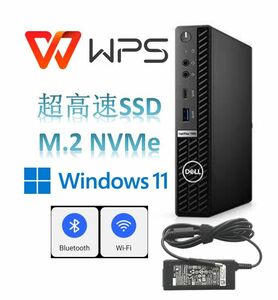 D729/DELL 7080 DM/i5-10500T/16GB(PC4-3200)/M.2 NVMe 256GB + 2.5HDD 1TB/WIN11Pro/Office WPS/ 内蔵無線WIFI6+Bluetooth5.2