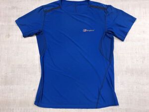 バーグハウス berghaus 英国アウトドア・ブランド スポーツ メッシュ切替 テック ジャージ 半袖Tシャツ メンズ ポリエステル100% 青