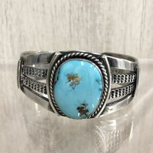 【NAVAJO】ナバホ★バングル ターコイズ BJ刻印 SILVER シルバー インディアンジュエリー ナバホ族 ブレスレット アクセサリー 07