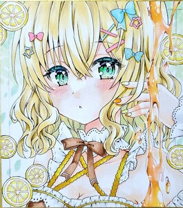 オリジナル手描きイラスト★小色紙★はちみつレモン