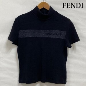 フェンディ OLD オールド FENDI JEANS タートルネック バックジップ ニット、セーター ニット、セーター - 黒 / ブラック ロゴ、文字