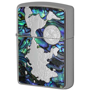 Zippo ジッポライター シェル 貝 インレイ 象嵌 ワールドマップ 銀メッキ Shell World Map Silver Plate S