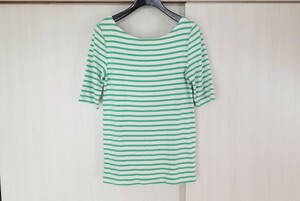 GAP　ギャップ　ボーダーカットソー　トップス　グリーン×ホワイト　Mサイズ Tシャツ