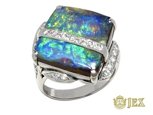 Boulder Opal Pt900ボルダーオパール ダイヤモンドリング No.127248