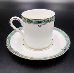 ウェッジウッド　ジェイド　デミタスカップ＆ソーサー　黒壺マーク　金彩　WEDGWOOD wedgwood JADE 黒壺刻印 食器