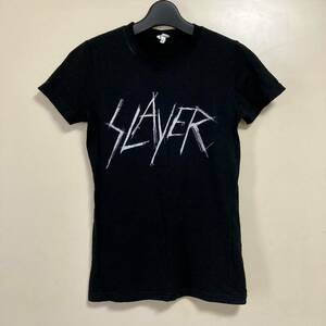 ☆ SLAYER シルバー ロゴT ブラック S スレイヤー バンド Tシャツ メタル ロック 半袖 古着 レディース 黒 m