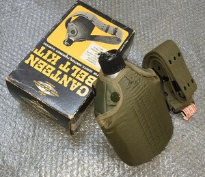 ③未使用 当時物 超長期保管 デッドストック CANTEEN BELT KIT アルミボトル 水筒 軍 ハンター 釣り キャンプ ビンテージ 容量不明