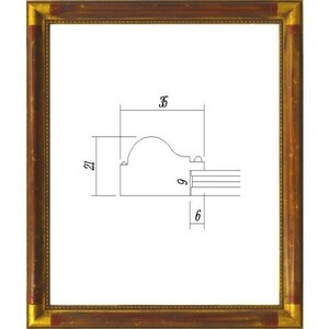 デッサン用額縁 木製フレーム 7510 八ッ切サイズ アンティークレッド