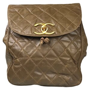 【1円～】シャネル CHANEL バッグ リュックサック ココマーク デカココ マトラッセ レザー ブラウン 中古