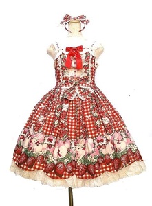 KC付き Angelic　Pretty Ribbon Berry Bunnyジャンパースカート JSK　アンジェリックプリティ