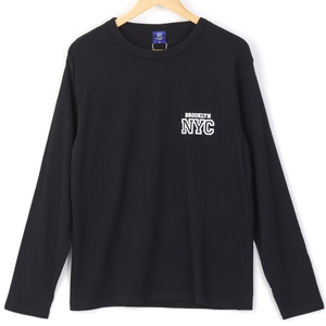 XL/新品 ロゴ Tシャツ 長袖 カットソー ロンT カレッジ ロゴ ビッグシルエット ストレッチ フライス ブラック as3013