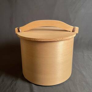 【和美】湯桶　高さ26.5㎝　蓋付　茶道具/木桶/手桶　木製