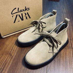 完売 正規 新品 ZARA×Clarks デザートブーツ 22.0cm 34 BEIGE ザラ クラークス 100%牛革 レザー ブーツ シューズ 発表会 入学式 イベント