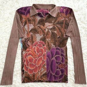 【極美品】1998 PLEATS PLEASE ISSEY MIYAKE Peony Botanical Flower Shirt 花 牡丹 絵画 和柄 90s 初期 プリーツプリーズ イッセイミヤケ