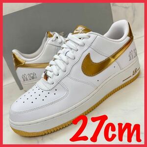 ★送料無料★【新品 激レア】27CM Nike Air Force 1 Low ナイキ エアフォース ロー プレイヤーズ ホワイト メタリック ゴールド ワン