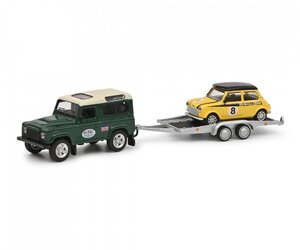 シュコー 1/64 ランドローバー ディフェンダー 90 + トレーラー + ミニ クーパー Schuco LAND ROVER MINI TRAILER ミニカー