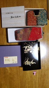 高級博多織(博多織元)財布.織り物眼鏡入れ、溜塗(大生謹製)溜.野の花.加伏小箱、まとめ販売。