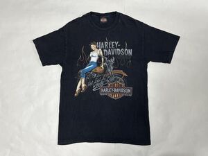 HARLEY-DAVIDSON ハーレーダビッドソン ヘインズ　Hanes 両面プリント 女性 バイクtシャツ ブラック 半袖tシャツ