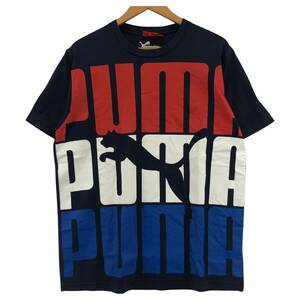 ゆうパケットOK PUMA プーマ プリント 半袖Ｔシャツ sizeL/ネイビー