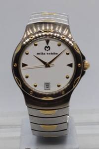 【mila schon】 QUARTZ STAINLEES STEEL BACK 中古品時計 電池交換済み 24.8.13　