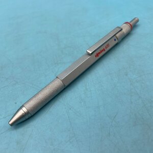 【15092P150】rotring 600 三色ペン ボールペン シャーペン ロットリング 動作未確認 製図 文房具 重め シルバーカラー 銀色 灰色 現状品